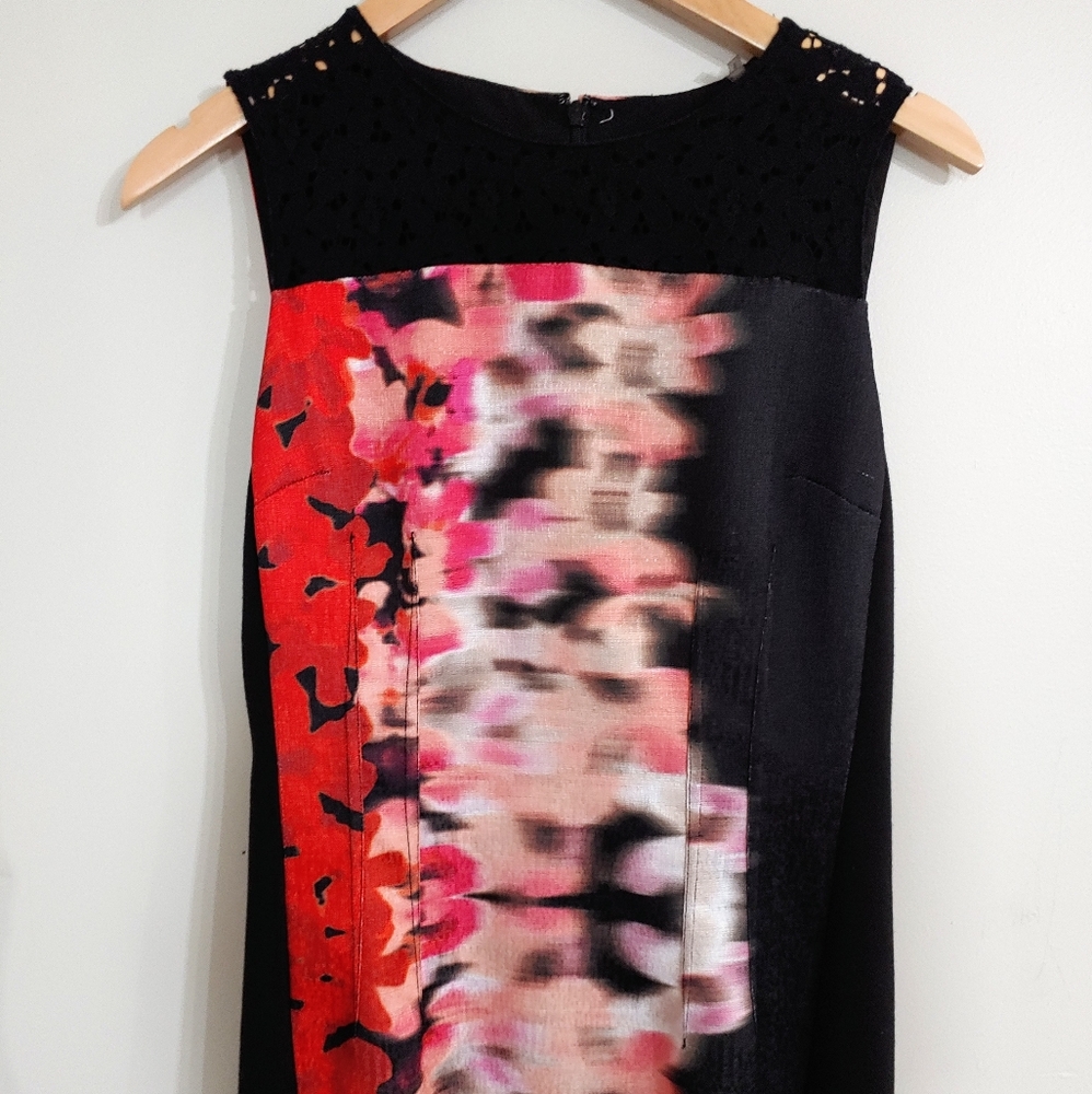 Abstract rouge and black floral dress